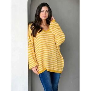 Mint Choco Sweater Long Sleeve V- Neck Pullover Soft Sweater